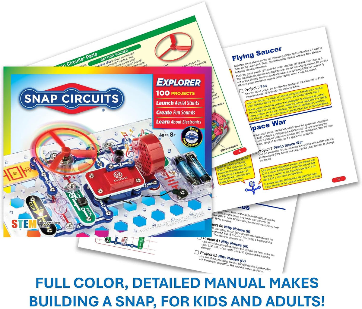 SNAP CIRCUITS Jr. SC-100 STEM Electronics Kit, 100+ Projects, Ages 8+