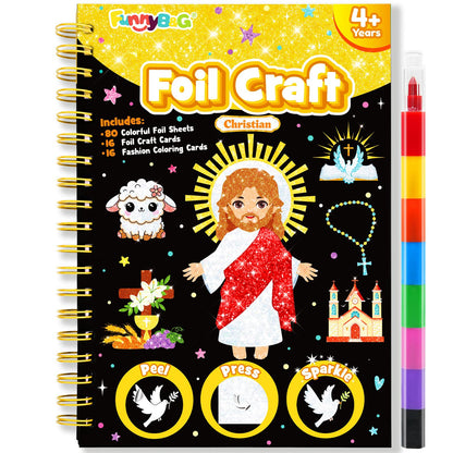 FUNNYB&G Foil Art Craft Kit for Kids, Sparkly Birthday Gift Toy for Girls