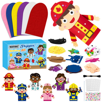 WATINC Hand Puppet Making Kit, Felt Sock Puppet Toys for Kids (Animals)