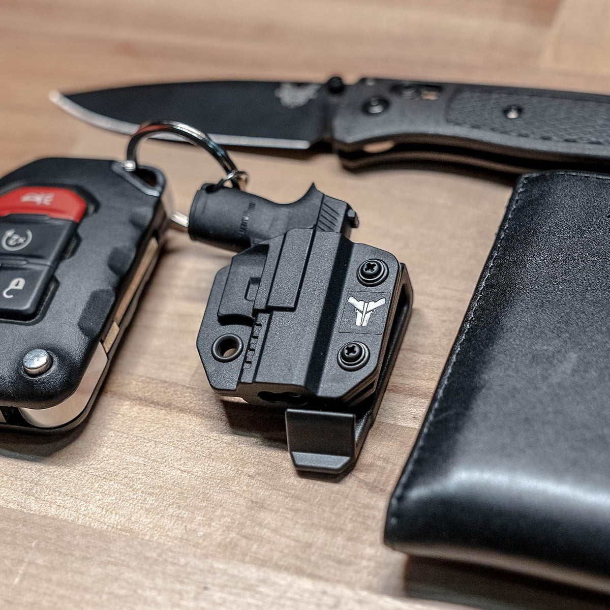 Blade-Tech Mini Pistol Shaped Keychain with Holster and Belt Clip Holsters
