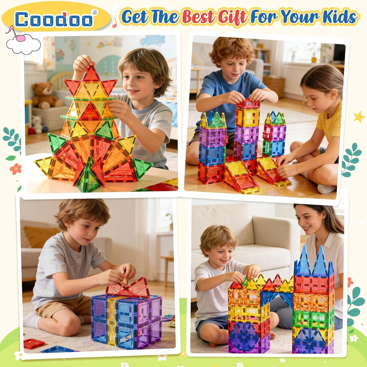 60 PCS Magnetic Building Tiles Kids Toys STEM Magnetic Blocks Sensory Toys