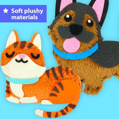 KRAFUN Puppy & Kitten Sewing Kit for Kids Ages 6+ | 8 Dolls