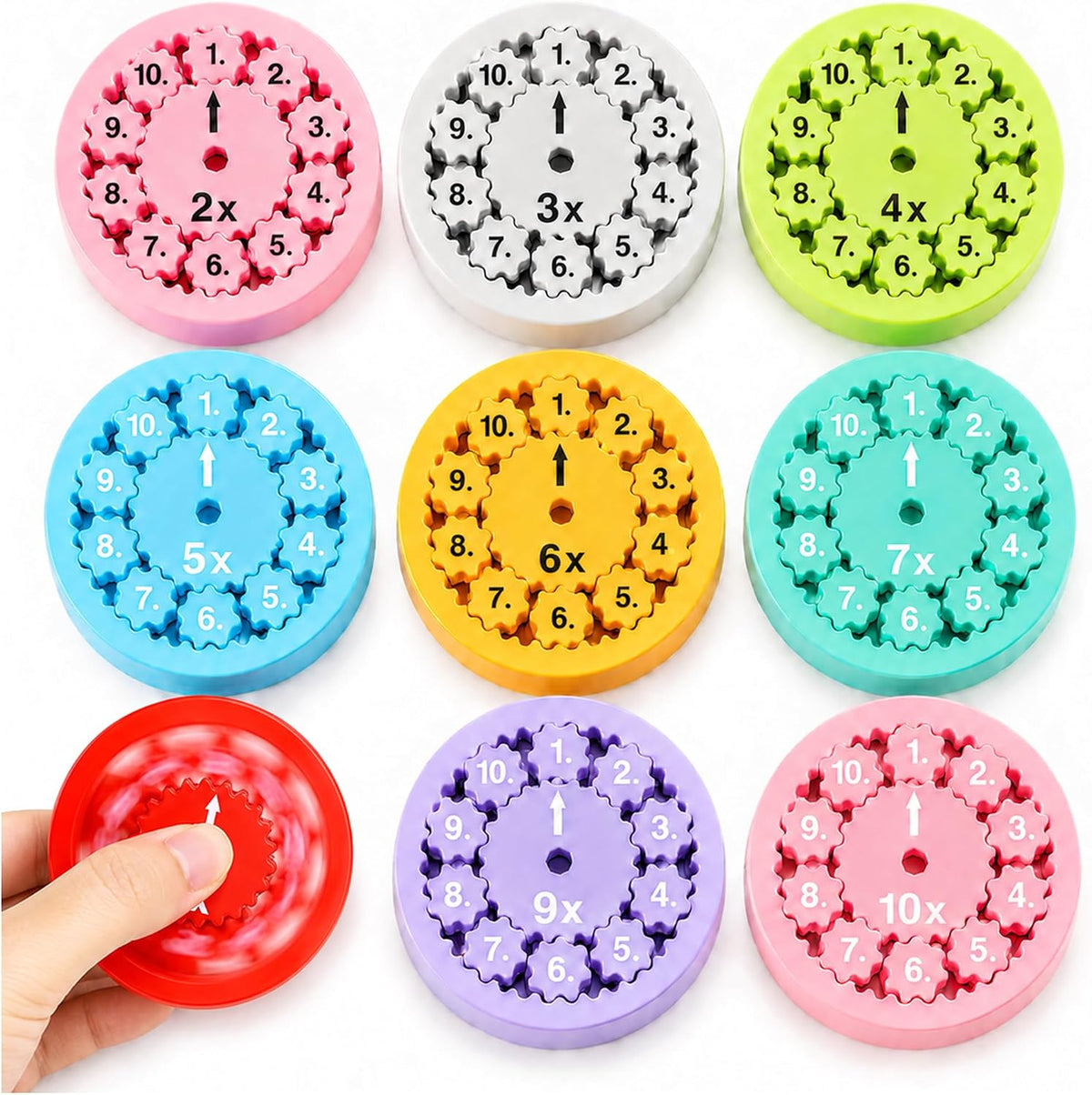 9 Pcs Math Fidget Spinners, 3rd 4th Grade Multiplication and Division Games