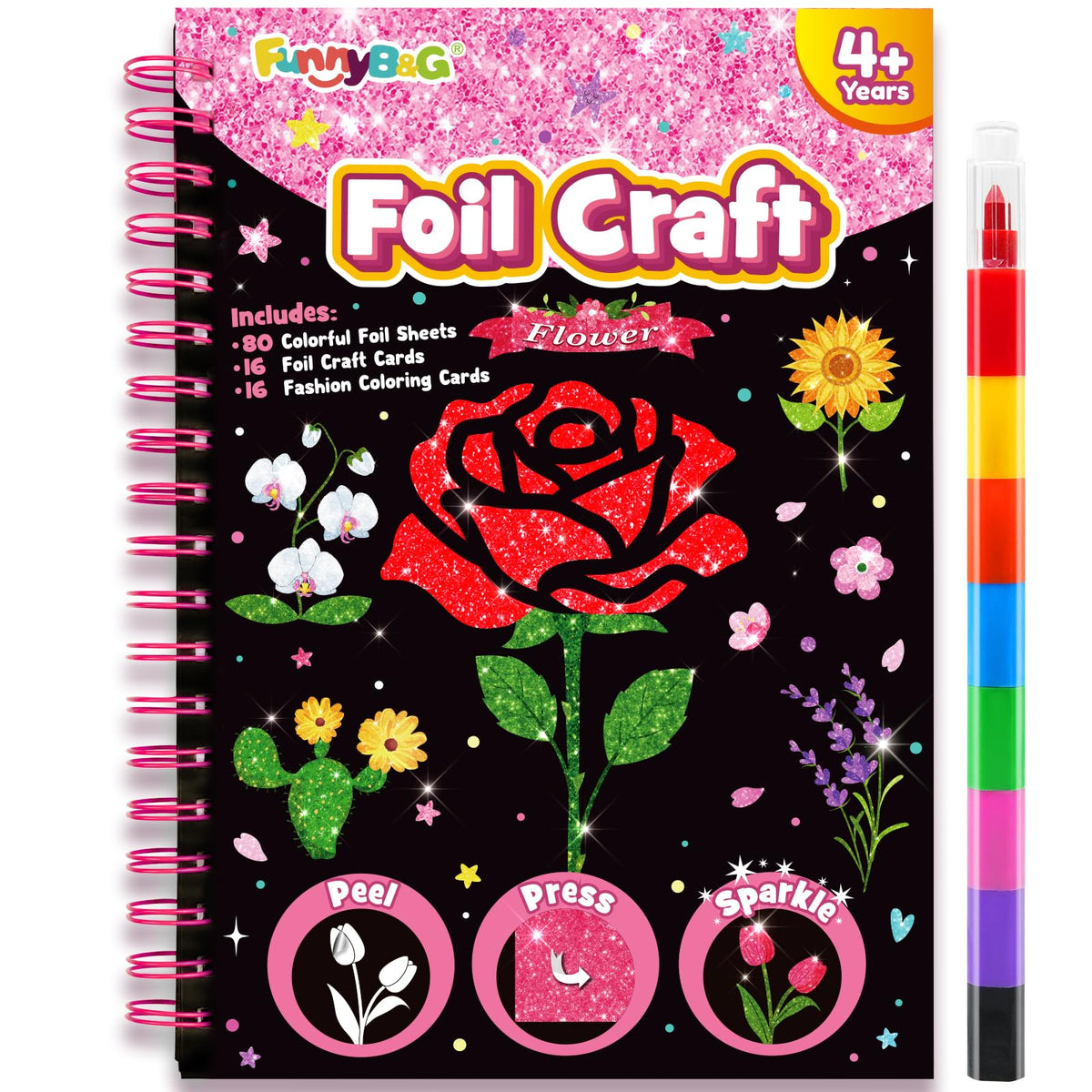 FUNNYB&G Foil Art Craft Kit for Kids, Sparkly Birthday Gift Toy for Girls