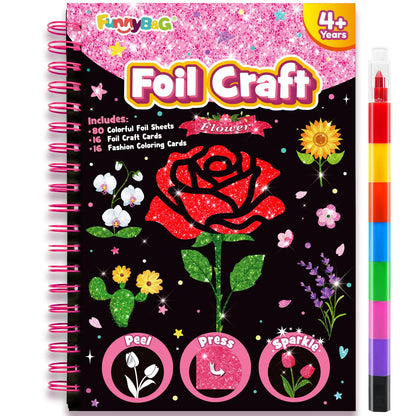 FUNNYB&G Foil Art Craft Kit for Kids, Sparkly Birthday Gift Toy for Girls