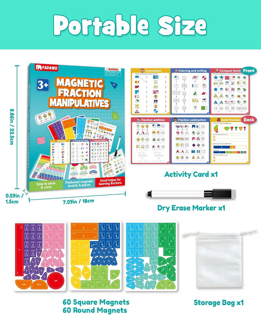 Magnetic Fraction Educational Puzzle, Fraction Manipulatives Book