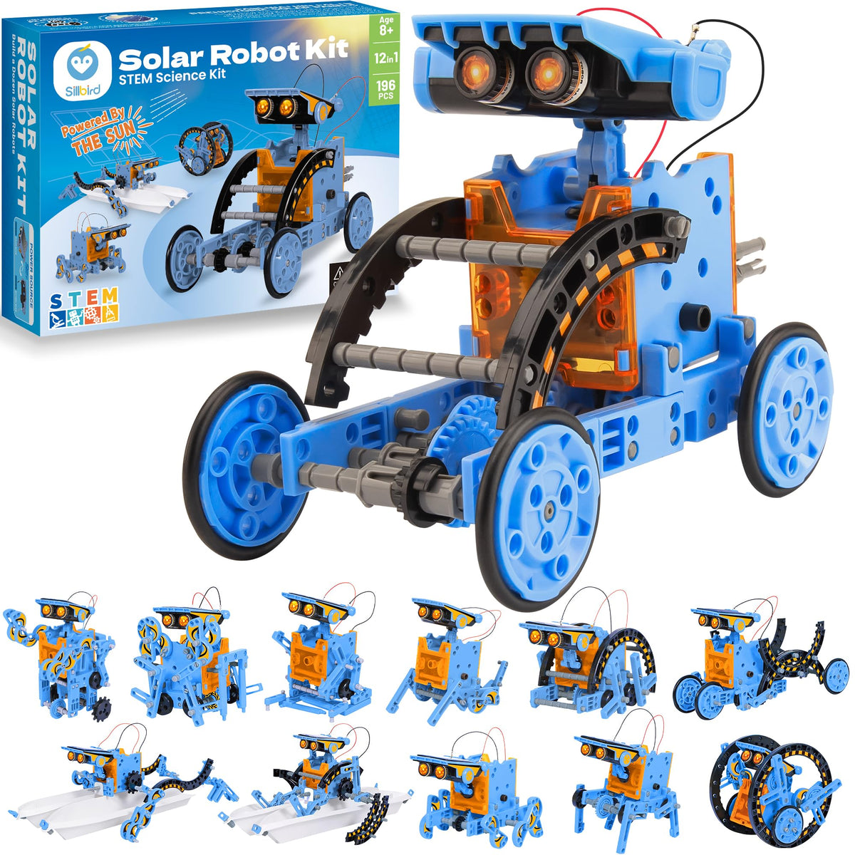 Sillbird 12-in-1 Solar Robot Building Kit STEM Gift for Boys Ages 8-13