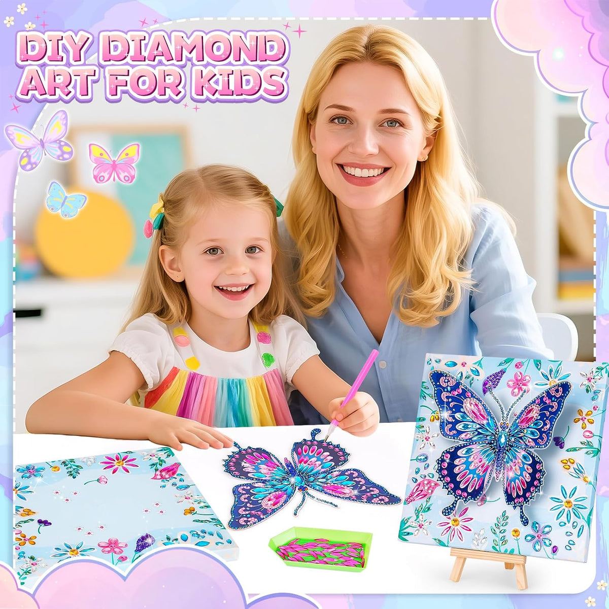 Crafts for Kids Age 8-12, Girls Birthday Gifts, Butterfly Diamond Painting