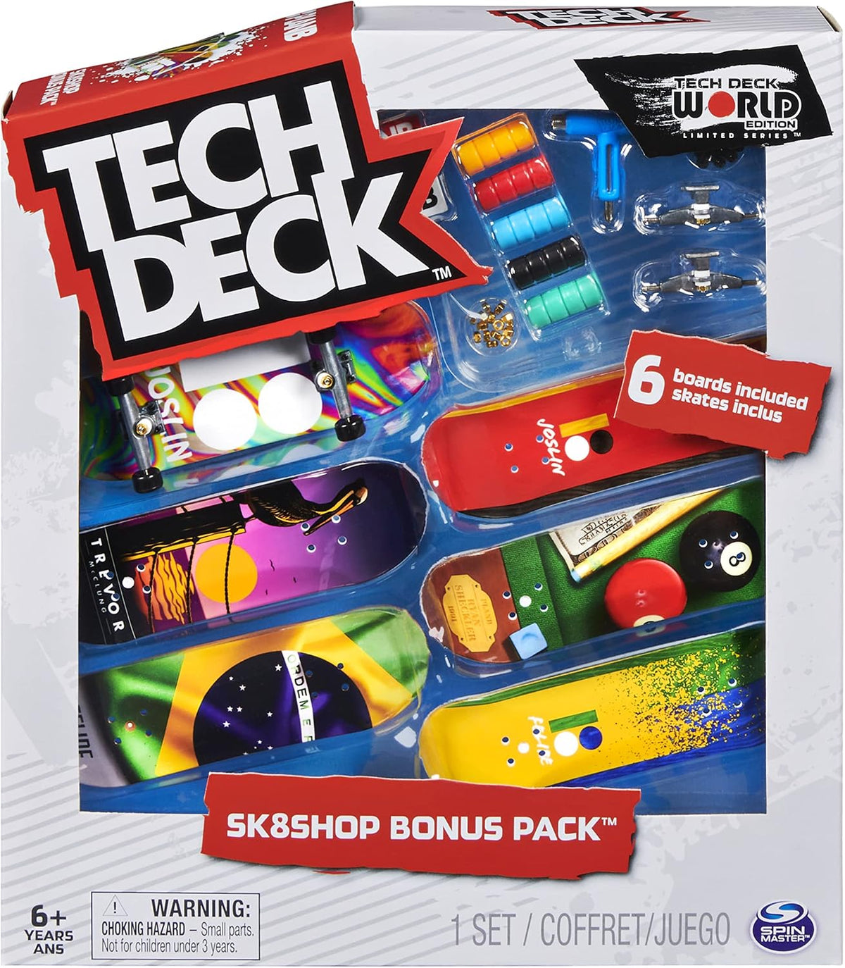 TECH DECK, Sk8shop Fingerboard Bonus Pack, Collectible and Customizable Mini Skateboards (Styles May Vary)