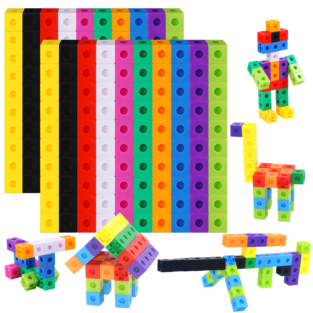 SpriteGru Math Linking Cubes, Set of 100 Math Cubes Manipulative Connecting and Counting Snap Blocks for Early Math and Construction, Educational Toy for Preschool, Kindergarten, Homeschool