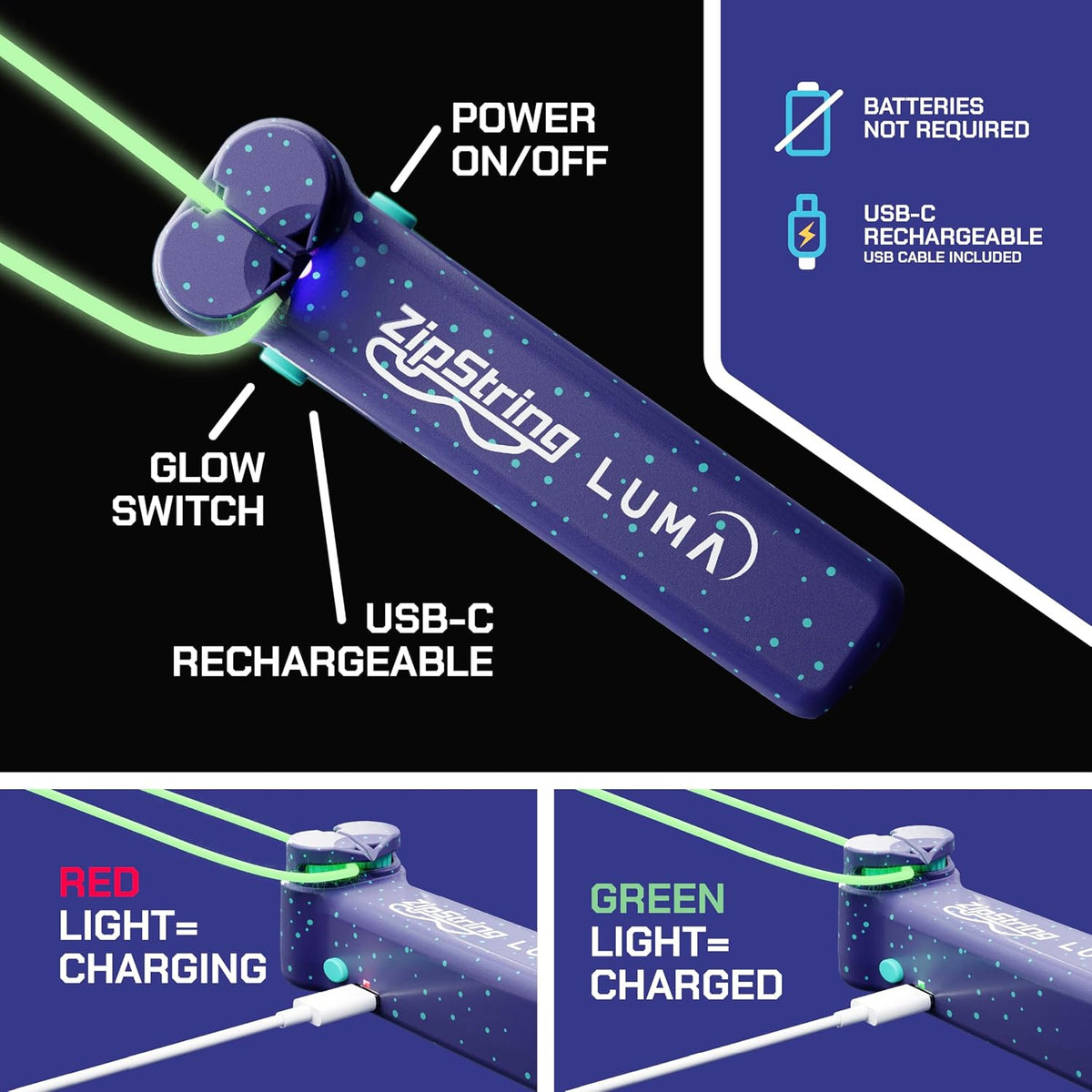 ZipString Luma Glow-in-The-Dark String Toy