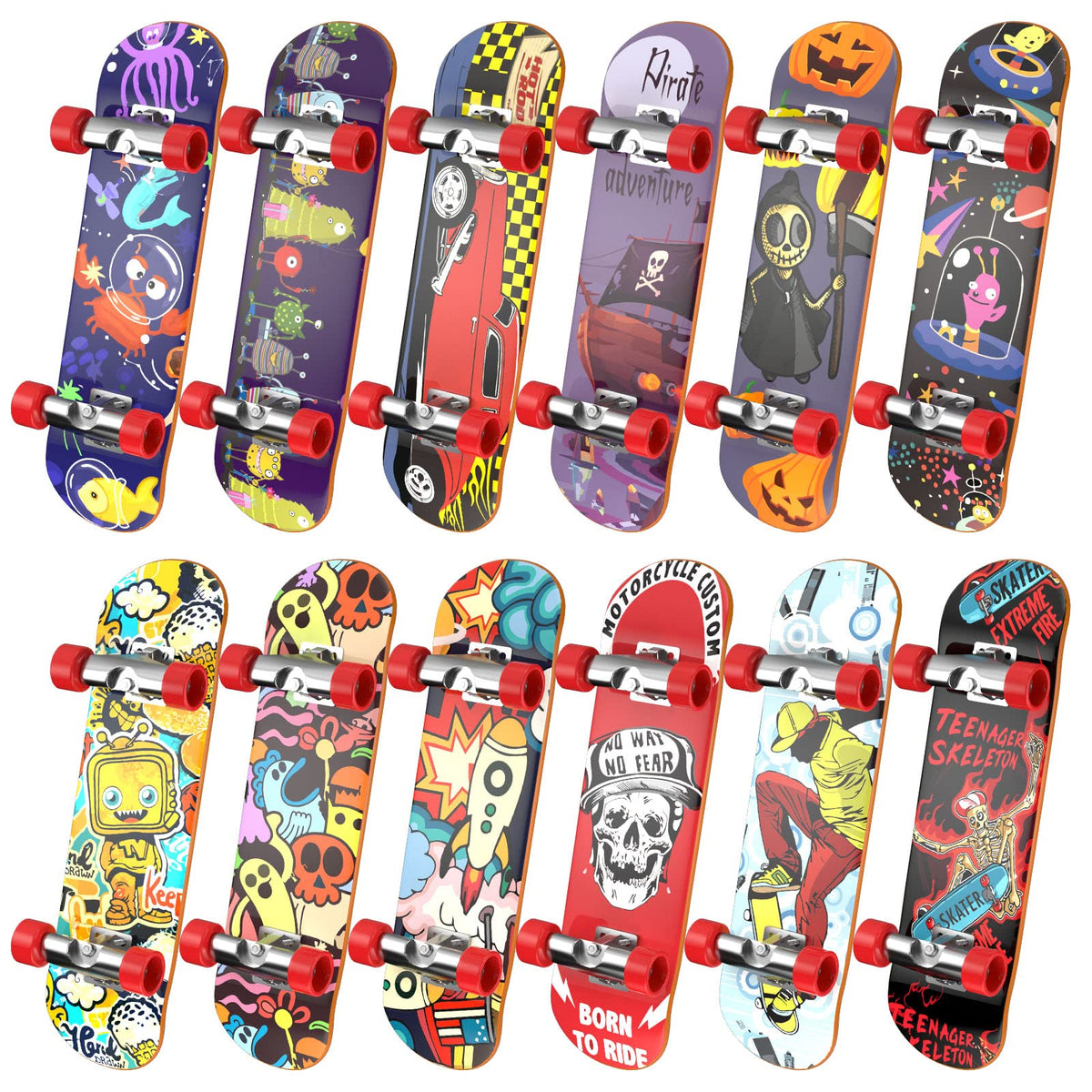 Fingerboard Mini Finger Skateboards 12PCS Professional Finger Boards Set Creative Fingertips Movement, Mini Skateboard Starter Kit Finger Sports Party Favors Novelty