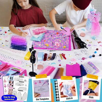 Fashion Designer Kits for Girls with 6 Mannequins, 800+ Kids Sewing Kits
