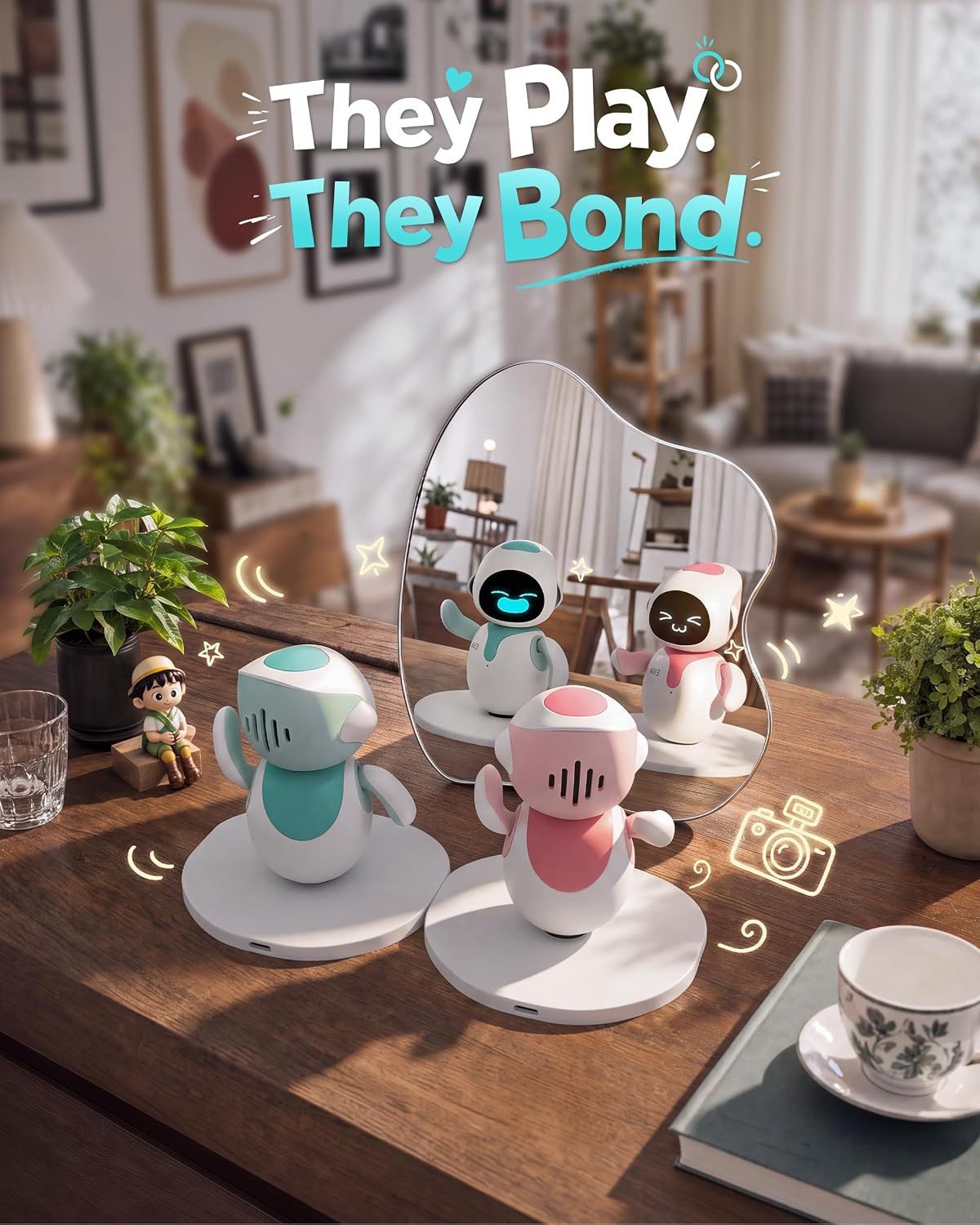 ENERGIZE LAB Eilik –Your Desktop Companion Full of Personality with Expressive Animations & Reactions, Touch-Responsive Play, Mini Games, Robot for Adults & Kids