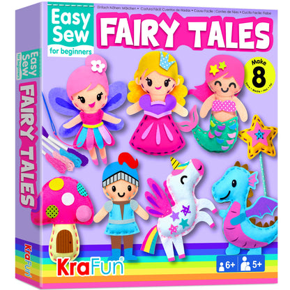KRAFUN Puppy & Kitten Sewing Kit for Kids Ages 6+ | 8 Dolls