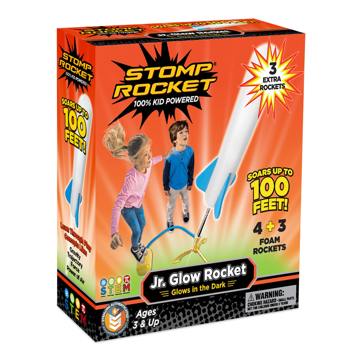 Stomp Rocket Jr Multi-Color Rocket Launcher for Kids, 8 Rockets