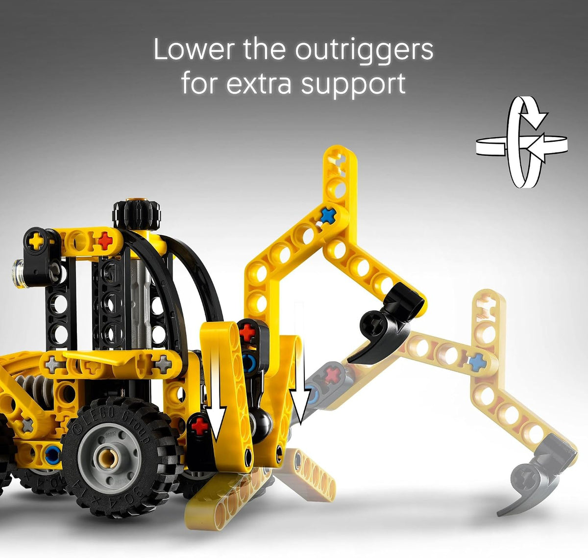 LEGO Technic Backhoe Loader Construction Toy - Building Toy Set for Boys and Girls, Ages 7+ - Educational Gift Idea for Kids Birthday with Usable Back Digger, Scoop, & Outriggers - 42197