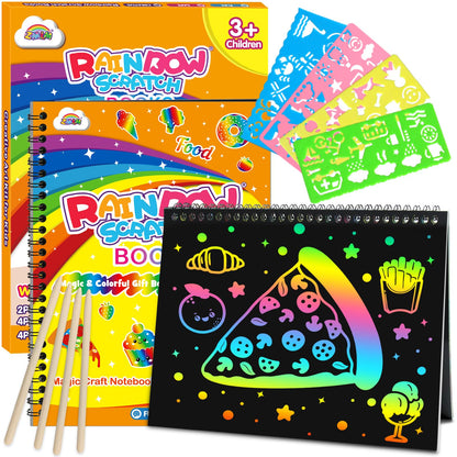 ZMLM Scratch Paper Art-Crafts Gift: 2 Pack Rainbow Notebooks Supplies Toys