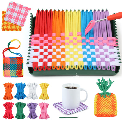 IQKidz Weaving Loom Kit Toys, DIY Arts and Crafts for Kids and Adults, Ideal Gifts for Girls Ages 5 6 7 8-12 13, Easy Potholder Loom Knitting Activity for Beginners, 224 Craft Loops