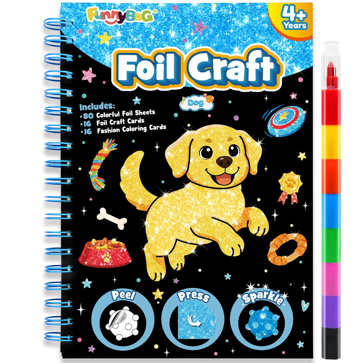 FUNNYB&G Foil Art Craft Kit for Kids, Sparkly Birthday Gift Toy for Girls