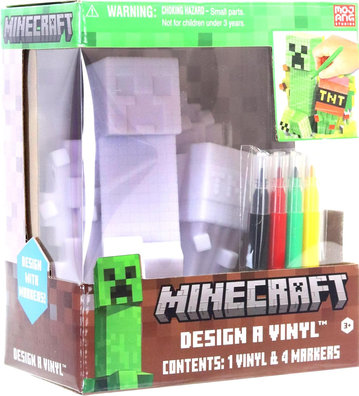 Tara Toys Minecraft Design A Vinyl™ Toy Figure with Washable Markers, 5-Pieces, 3 Years and Up - Creeper