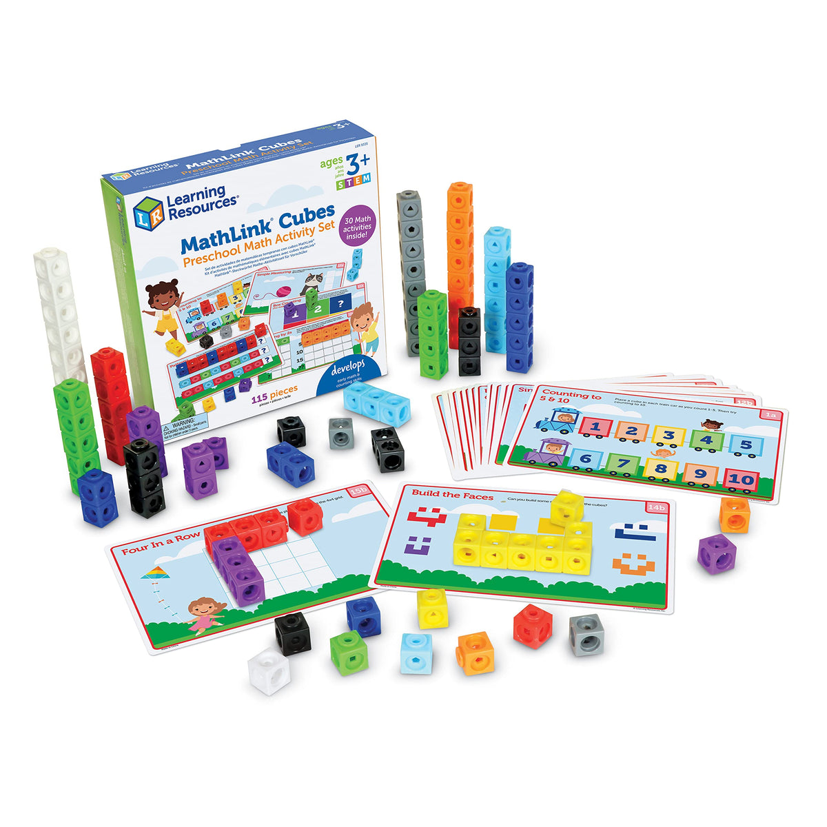Learning Resources MathLink Cubes Kindergarten Math Activity Set Sea Adventures! - 115 Pieces, Age 5+, STEM Teaching Toys, Kindergartner Games