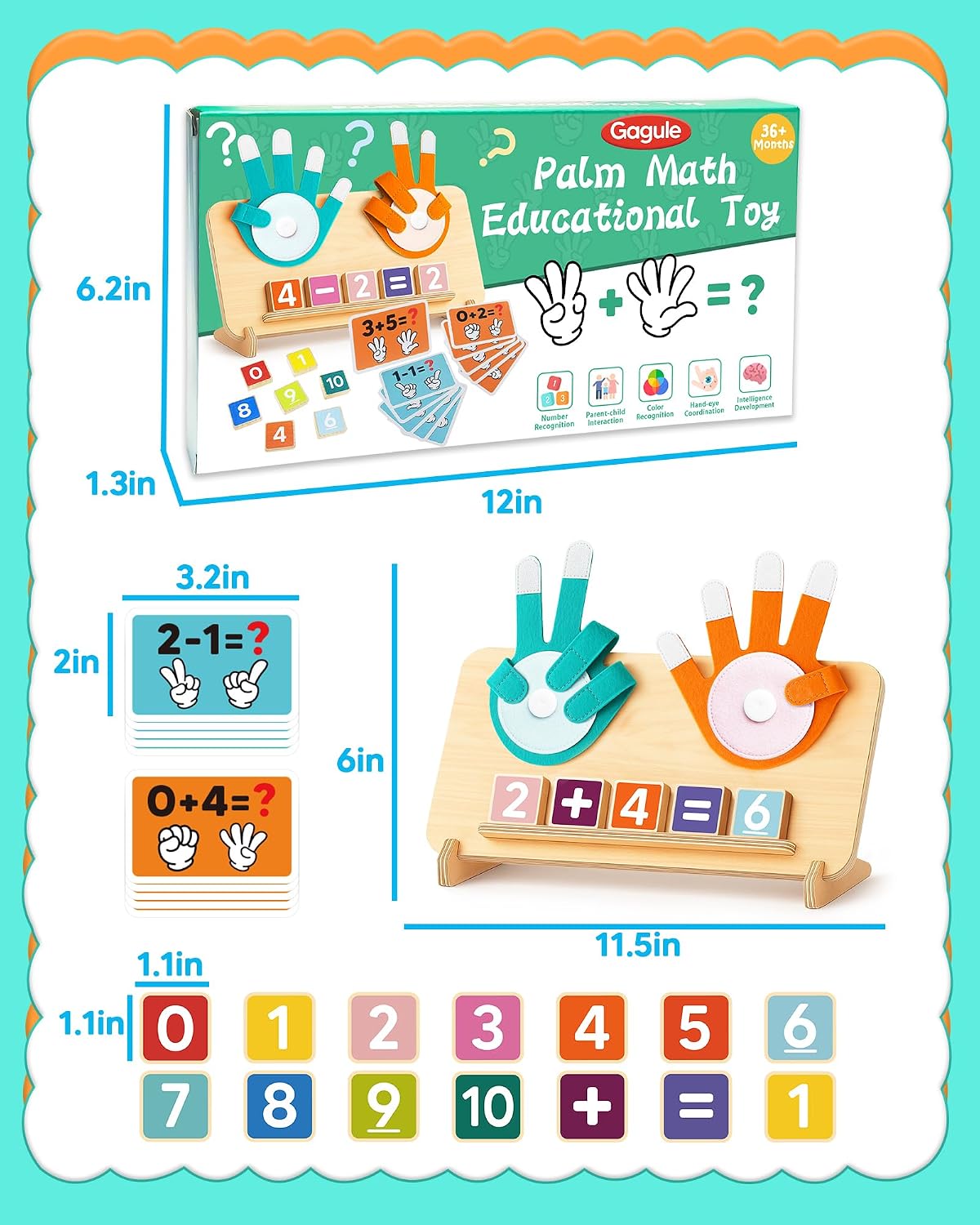 Montessori Learning Toys for 3 4 5 Year Old Gift, Number Counting Block Toy