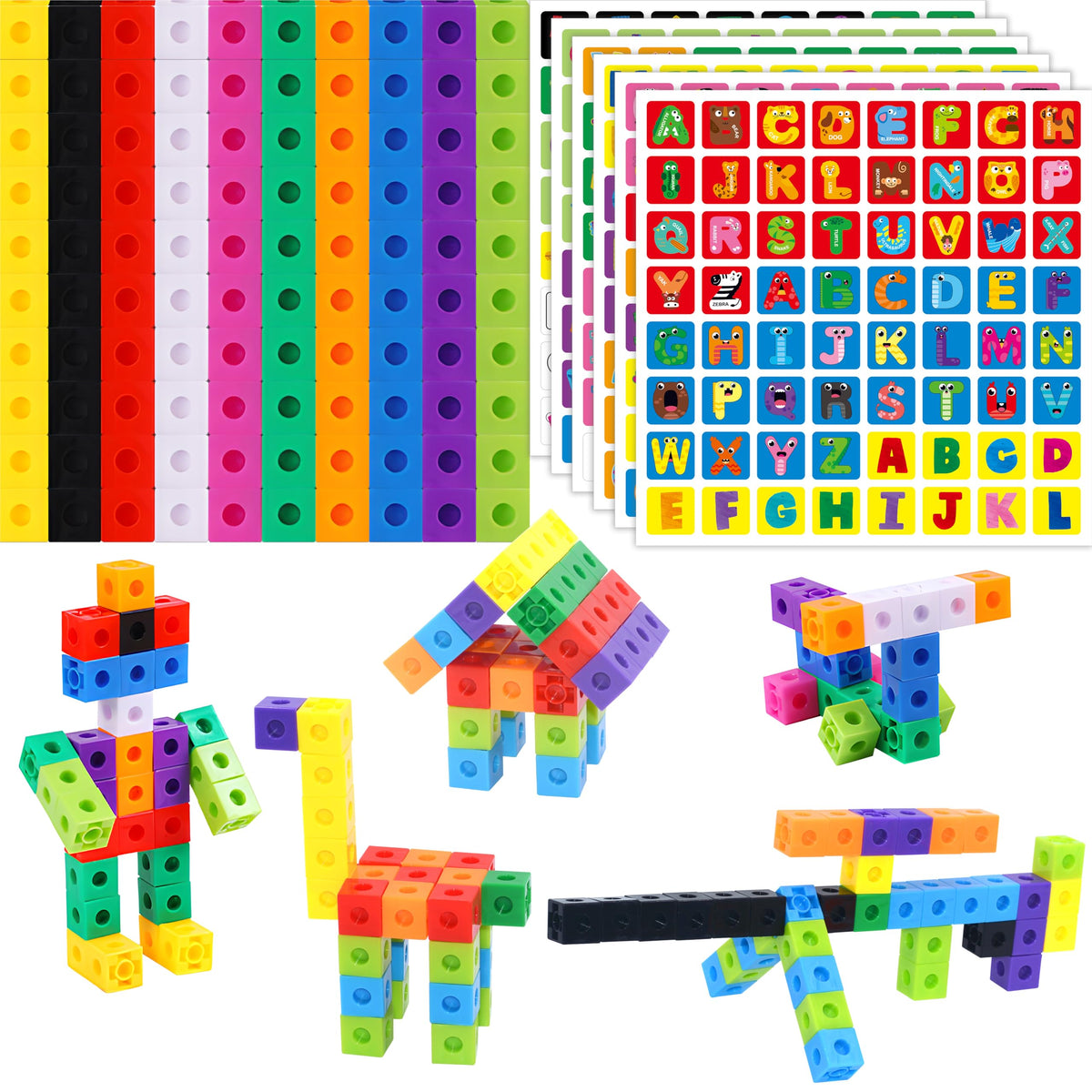 SpriteGru Math Linking Cubes, Set of 100 Math Cubes Manipulative Connecting and Counting Snap Blocks for Early Math and Construction, Educational Toy for Preschool, Kindergarten, Homeschool