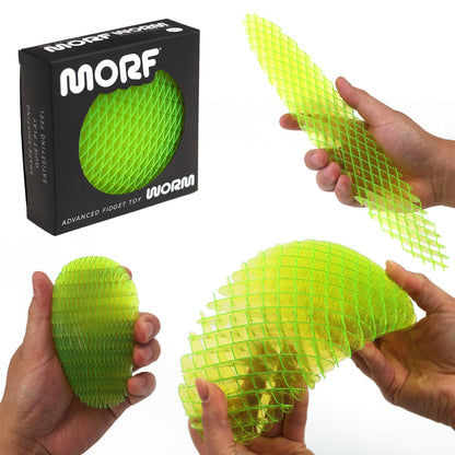 Morf Worm 3D Sensory Fidget Toy for Kids and Adults, Green, Small