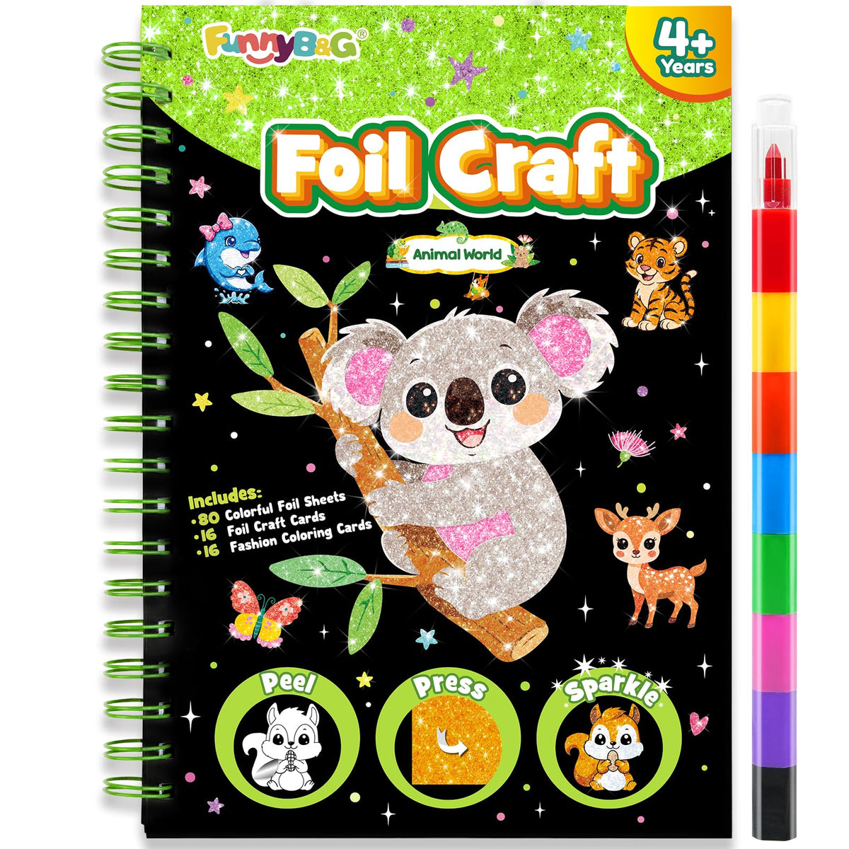 FUNNYB&G Foil Art Craft Kit for Kids, Sparkly Birthday Gift Toy for Girls