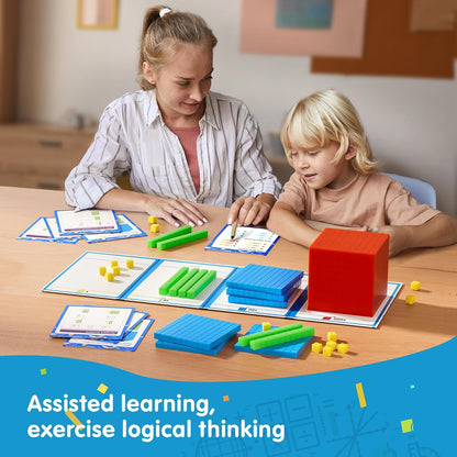TOMMYHOME Base Ten Blocks with Place Value Chart - Math Manipulatives for Kids.Counting Blocks for Math to Help Educate Kindergarten Teachers.