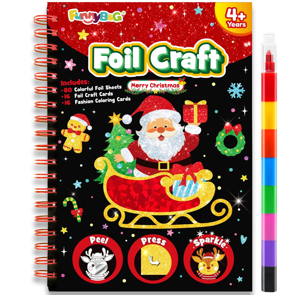 FUNNYB&G Foil Art Craft Kit for Kids, Sparkly Birthday Gift Toy for Girls