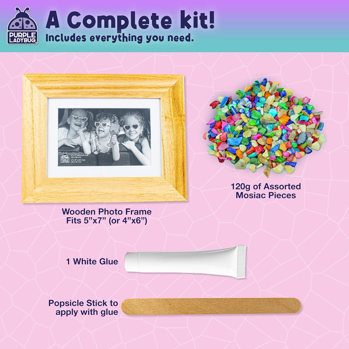 DIY Mosaic Photo Frame Craft Kit for Girls Ages 8-12 - Tween Birthday Gift