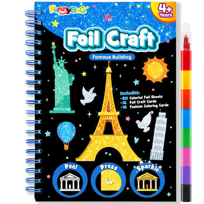 FUNNYB&G Foil Art Craft Kit for Kids, Sparkly Birthday Gift Toy for Girls