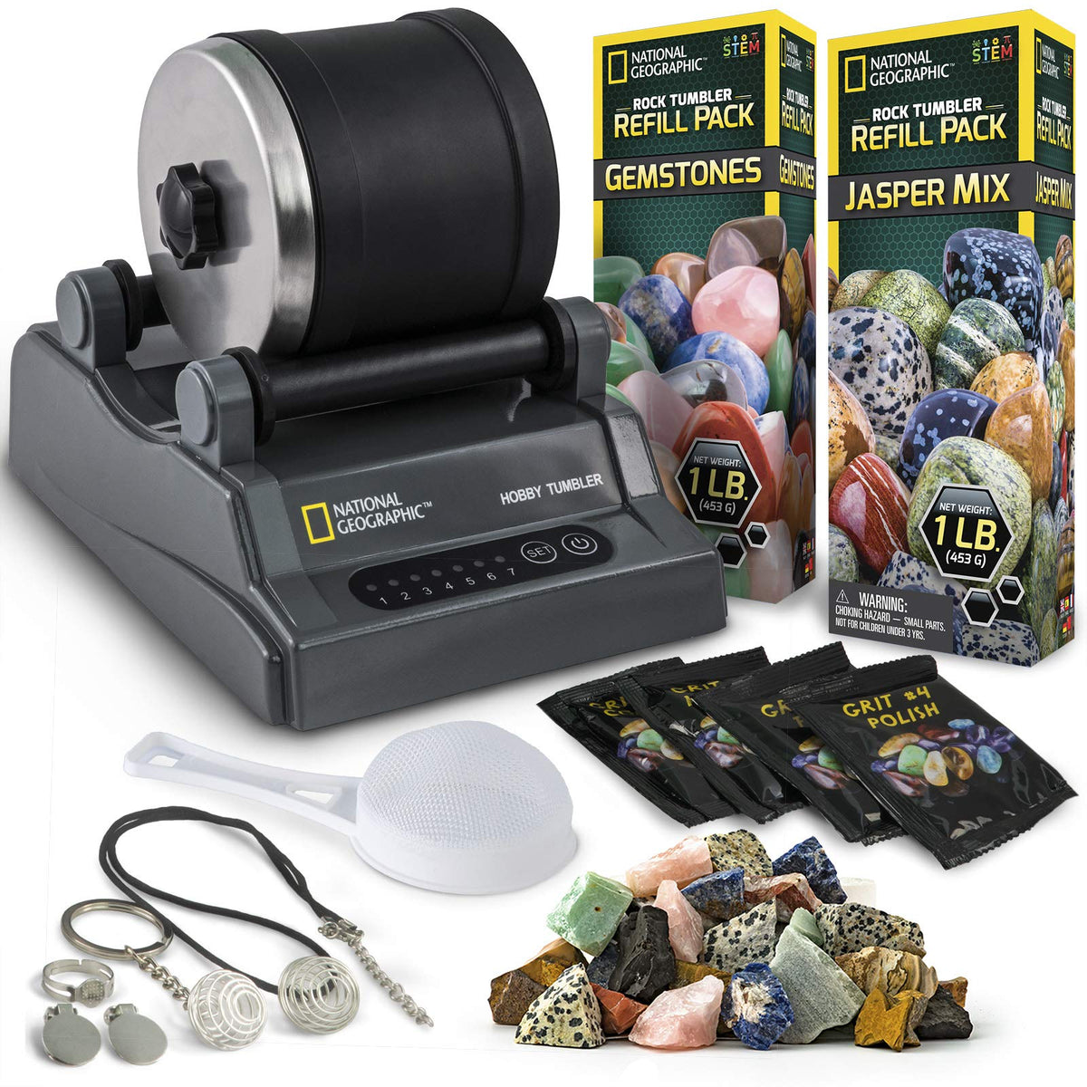 National Geographic Hobby Rock Tumbler Kit for Kids and Adults Ages 8+