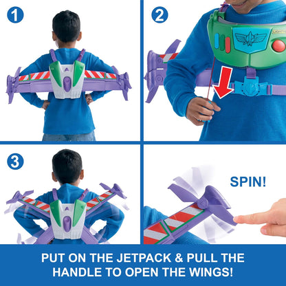 Mattel Disney and Pixar Toy Story 5 Hi-Tech Space Ranger Jetpack, Kids Role Play Gear, Wings Transform, Lights & Sounds, Adjustable Strap