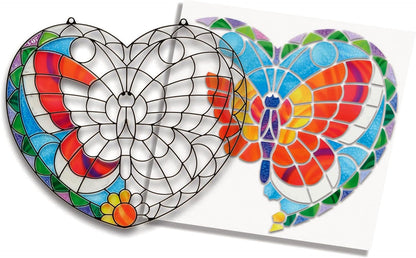 Melissa & Doug Stained Glass Made Easy Activity Kit: Butterfly - 140+ Stickers Kids Sticker Stained Glass Craft Kit; Sun Catchers for Kids Ages 5+