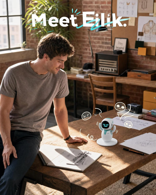 ENERGIZE LAB Eilik –Your Desktop Companion Full of Personality with Expressive Animations & Reactions, Touch-Responsive Play, Mini Games, Robot for Adults & Kids