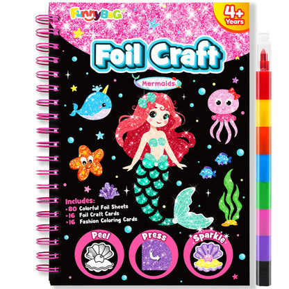 FUNNYB&G Foil Art Craft Kit for Kids, Sparkly Birthday Gift Toy for Girls