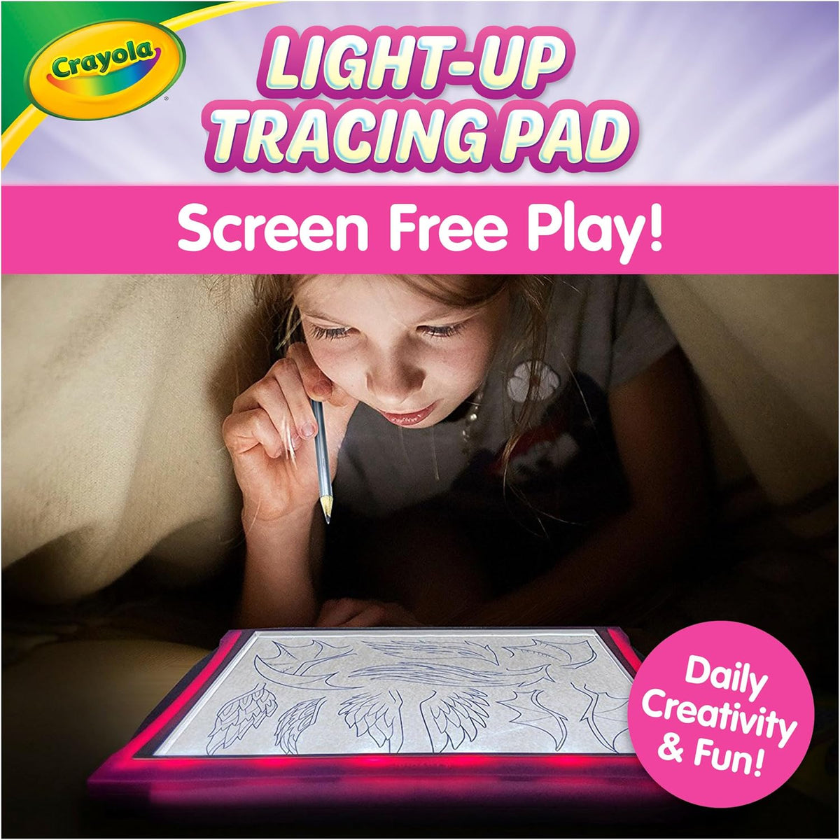 Crayola Light Up Tracing Pad Pink, Best Birthday Gifts for Girls & Boys, 6, 7, 8 Year Olds, Kids Toys, Light Box Art Kit for Kids [Amazon Exclusive]