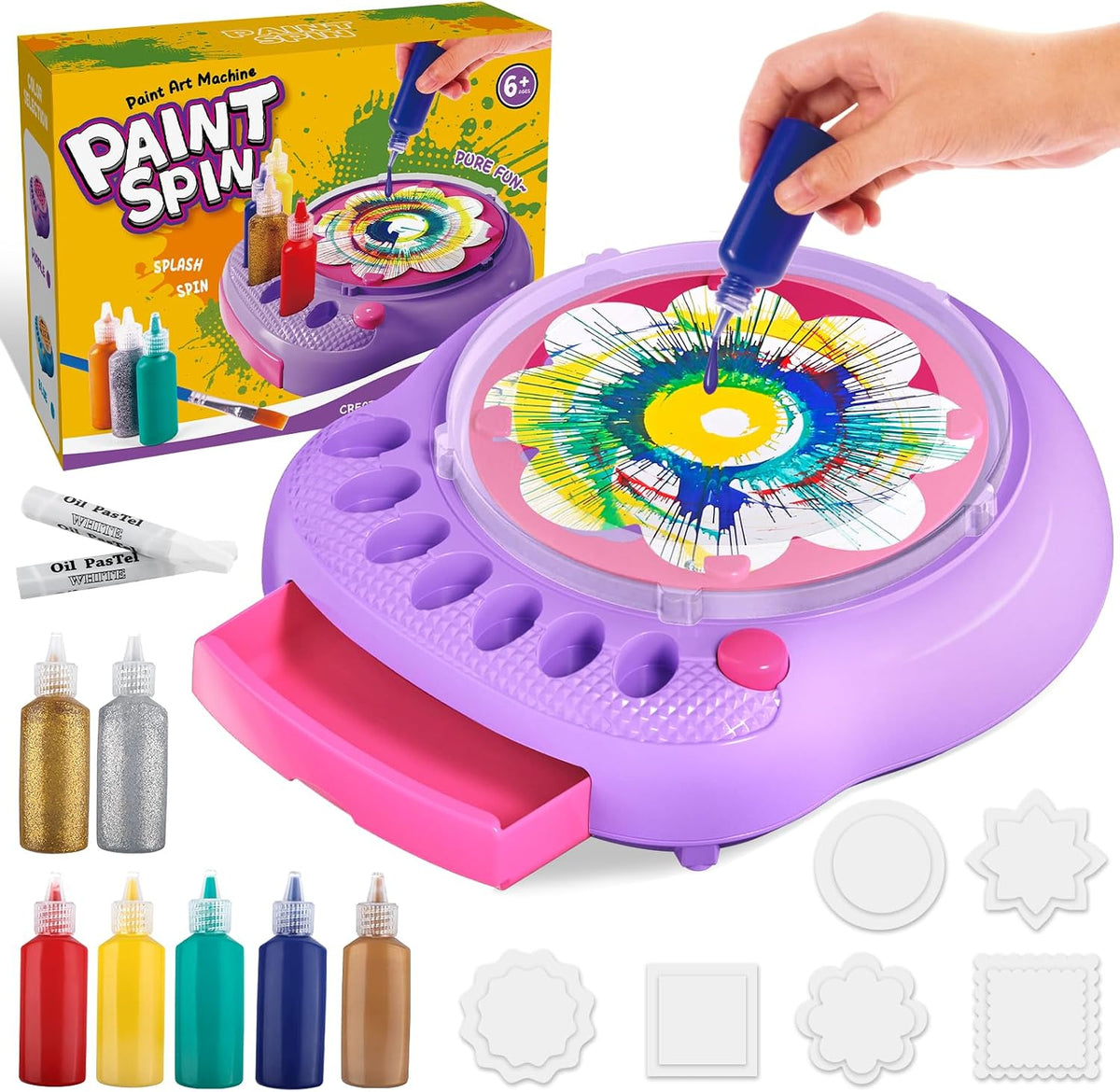 Spin Art Machine for Kids, Paint Spinner Arts and Crafts Gift Kit, Ages 6+