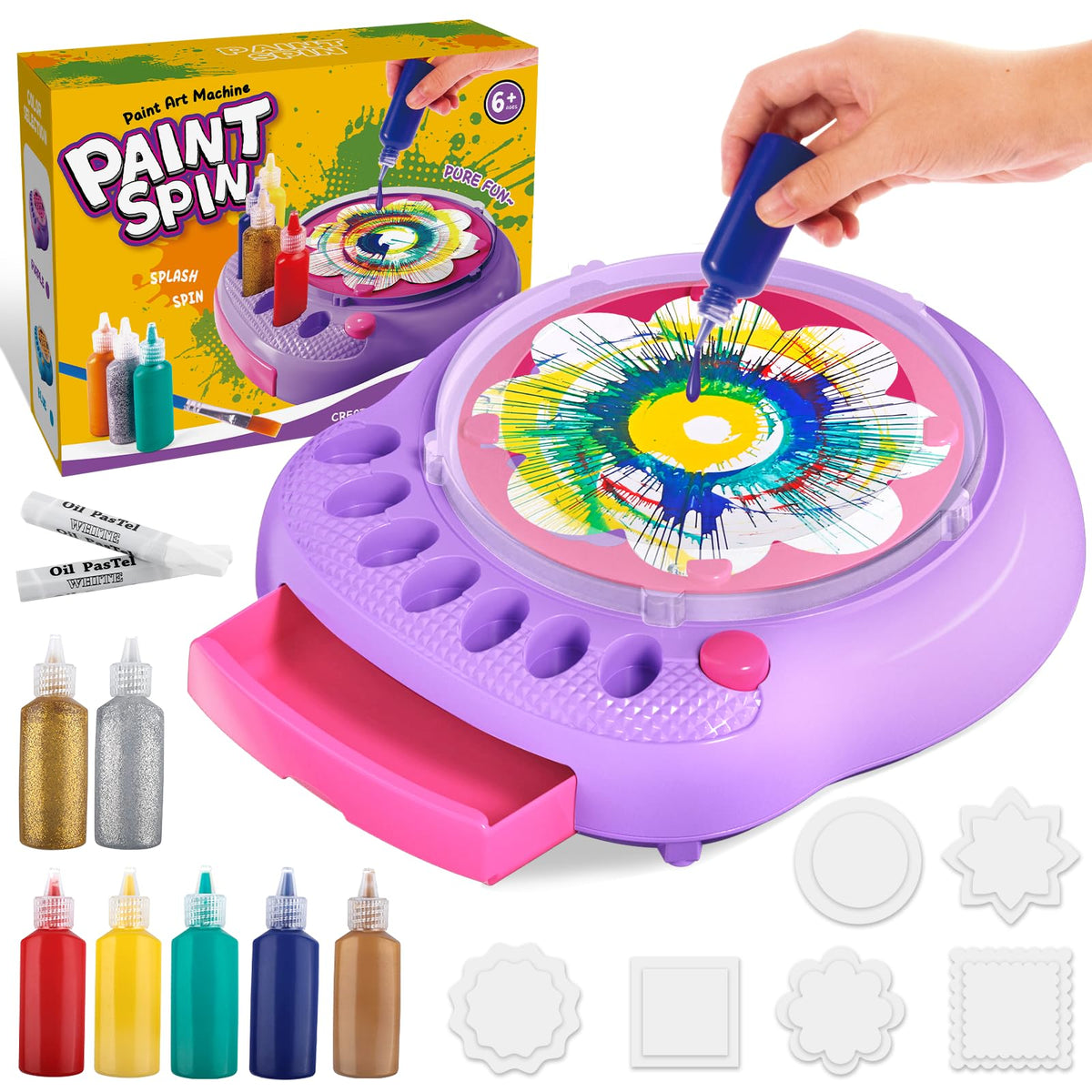Spin Art Machine for Kids, Paint Spinner Arts and Crafts Gift Kit, Ages 6+