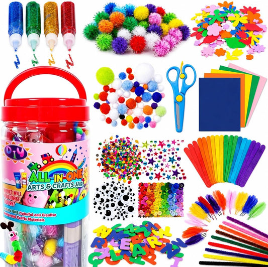 FUNZBO Arts and Crafts Supplies for Kids - Toddler DIY School Craft Set