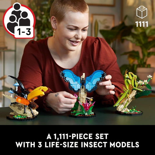 LEGO Ideas The Insect Collection, Fun Gift for Nature Lovers, with Life-Size Blue Morpho Butterfly, Hercules Beetle and Chinese Mantis Display Models, Bug Building Set and Nature Décor, 21342,18+