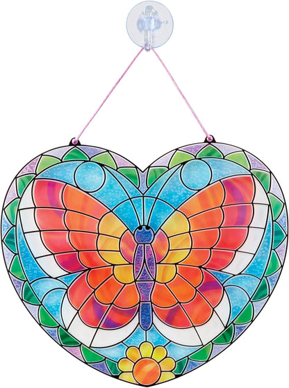 Melissa & Doug Stained Glass Made Easy Activity Kit: Butterfly - 140+ Stickers Kids Sticker Stained Glass Craft Kit; Sun Catchers for Kids Ages 5+