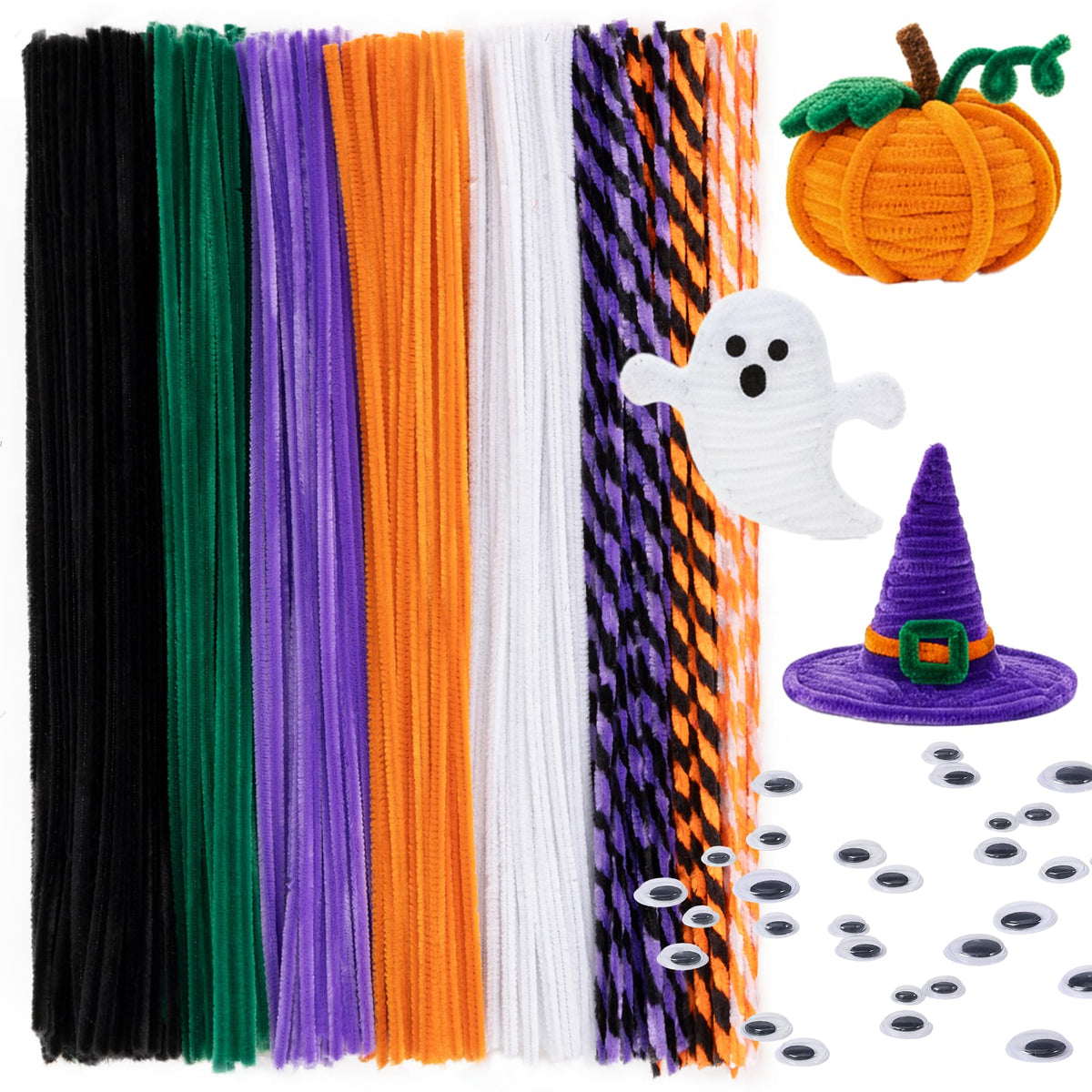 Caydo 200PCS Thick Pipe Cleaners Craft, 20 Colors Chenille Stems