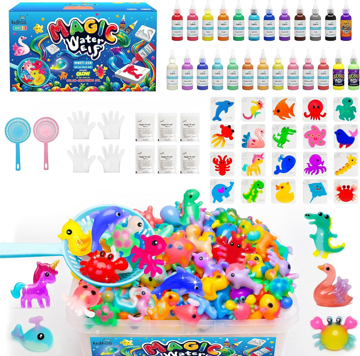 Kiditos Magic Water Elf Toy Kit,Squishies for Kids, DIY Sensory Craft Kit