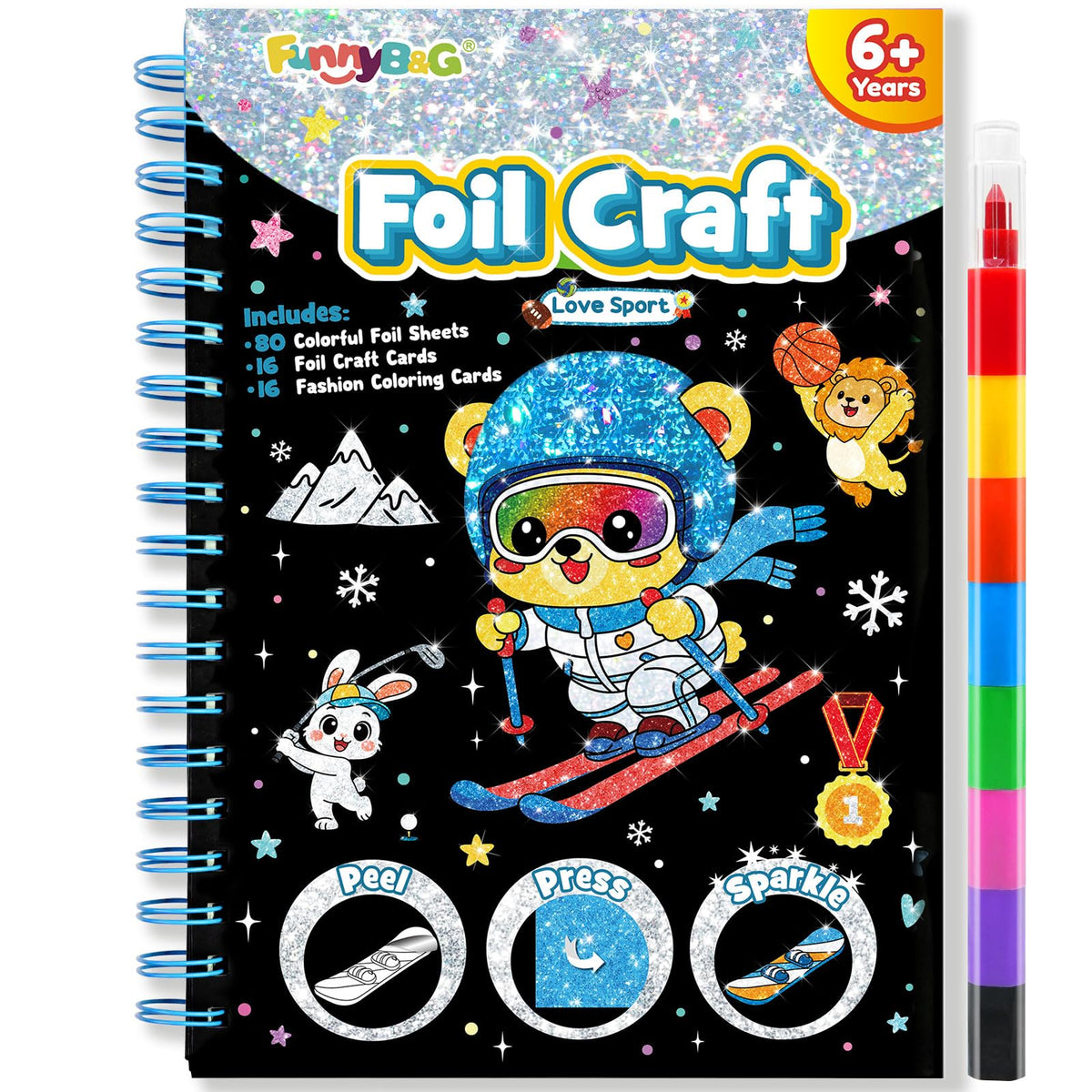 FUNNYB&G Foil Art Craft Kit for Kids, Sparkly Birthday Gift Toy for Girls