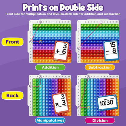 Torlam 332 Math Flash Cards Math Board,Math Games Manipulatives Times Table Chart Fun Learning Interactive Practice Kit for Kids,Multiplication,Division,Addition,Subtraction Flash Card Toys for Kids