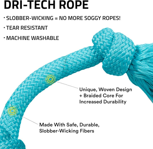 Playology Tug Rope Dog Toys for Large Dogs - Jumbo, Peanut Butter Scent